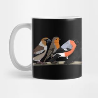 Garden Birds Cuddle on a Branch Bullfinch Wren Birdlover Mug